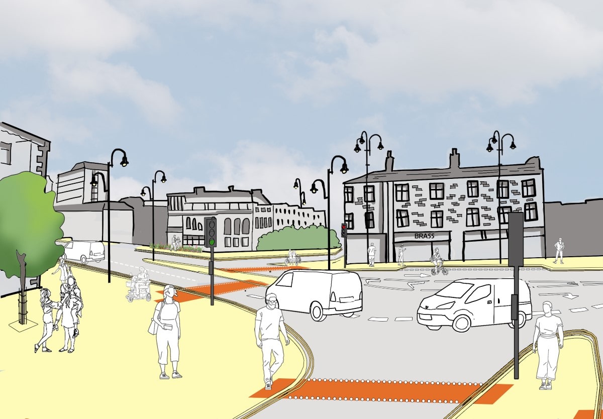 Where Bull Green roundabout used to be there will be a simpler, more efficient drawing. The layout makes it easier for people to get into and out of the town centre.
